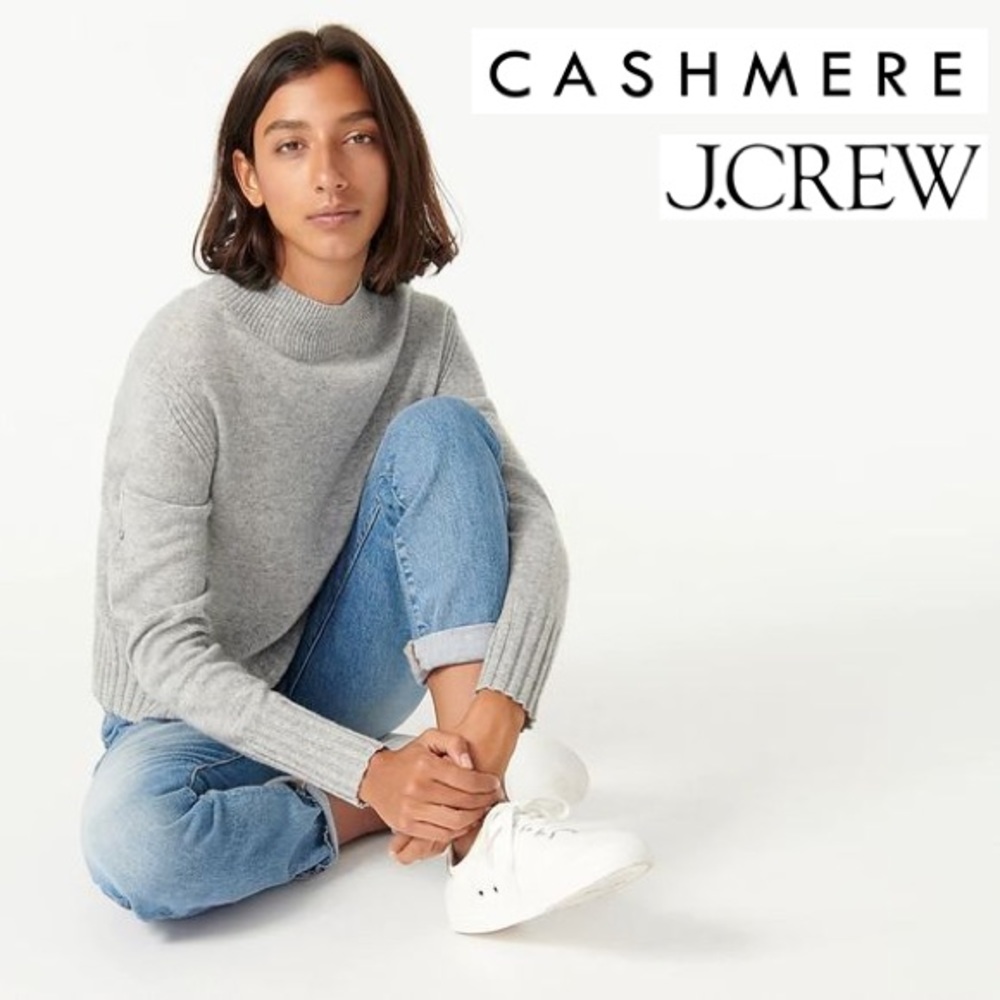 J.Crew 100% Cashmere Mockneck Longsleeve Gray Grey Sweater S